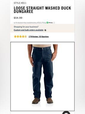 Carhart cargo! Loose Straight Washed Duck Dungaree - Navy